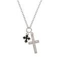 thumbnail image 2 of Delight Jewelry Silvertone Small Black Enamel Botonee Cross I Set You Apart Engraved Cross Zoey Necklace, 28", 2 of 4