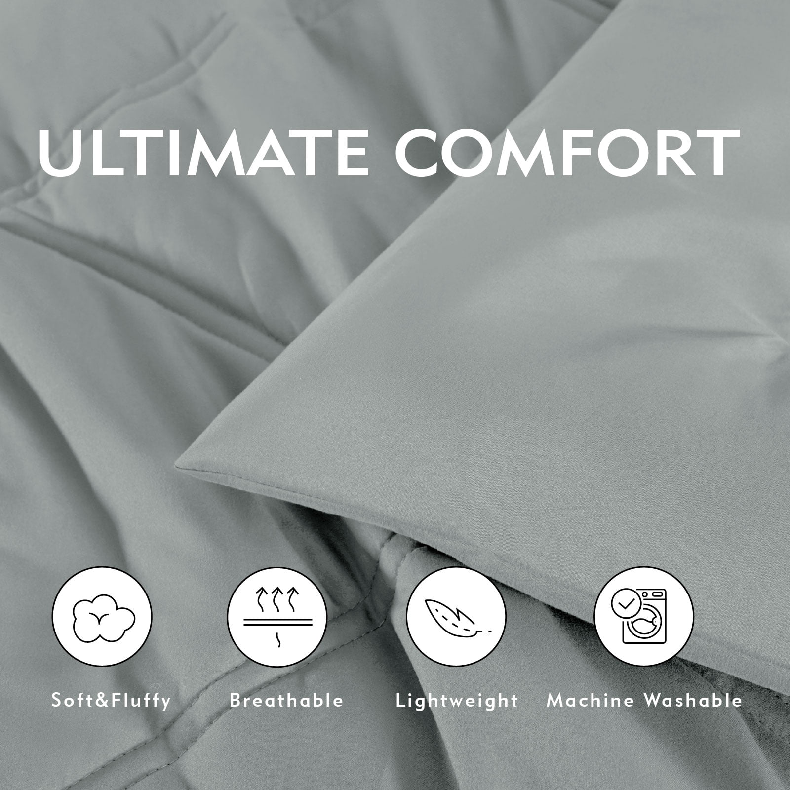 Notticasa 3-Piece Bedding Set,Solid Color Diamond Pattern,Soft Quilt Bedding Sets,Lightweight Bedspread Set Coverlet for All Seasons,Includes 1 Comforter and 2 Pillow Shams,Light Gray,Full