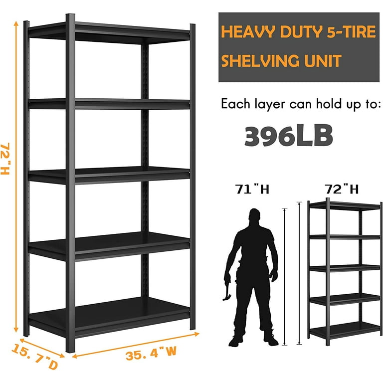 Leariso Garage Shelving Unit, 72 H Garage Storage Shelves Adjustable Heavy  Duty Shelving,Industrial Shelves Metal Shelving for Storage Racks