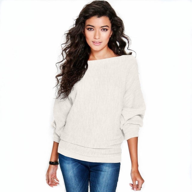 Suéter de punto holgado con mangas de murciélago para mujer, estilo cálido y acogedor, versátil, de moda de invierno