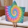 thumbnail image 5 of Rainbow Tie Dye Mandala Pattern Hooded Bath Towel，50"x30" for Ages 3 To 12 Kids, Quick Dry Lightweight Soft Microfiber Hood Beach Towel Cover Up for Kids, 5 of 7