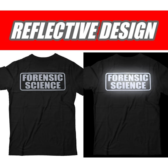 Forensic Science Technician t-shirt with REFLECTIVE logo design, 100% cotton.