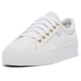 thumbnail image 1 of Sneaker Keds Jump Kick Duo con cordones para mujer, piel blanca/dorada, 1 of 6