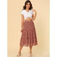 thumbnail image 2 of Unique Bargains Women's Floral Print Elastic Waist Ruffle Maxi Tiered Skirt, 2 of 6