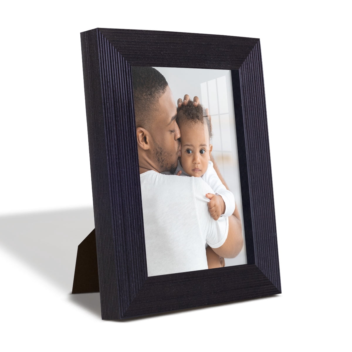 Grooved 3.5 in. x 5 in. Black Picture Frame Set (Set of 4)