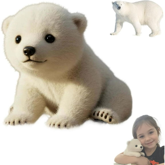 PLUFFO The Polar Pal - The Plush That Calms You in Seconds, Ultra-Soft Polar Bear Plush for Emotional Support, Interactive Realistic White Bear Stuffed Mimics 6.69"
