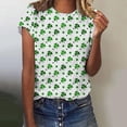 thumbnail image 2 of Pxiakgy Vente Chaude! T-Shirt Trèfle de la Saint-Patrick pour Femmes Chanceux Irlandais Manches Courtes T-Shirt Graphique Trèfle Imprimé Manches Courtes Col Rond Vert Armée TTG, 2 of 5