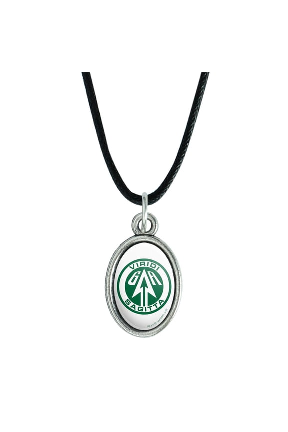 Arrow TV Series Sigil Antiqued Oval Charm Pendant with Black Satin Cord