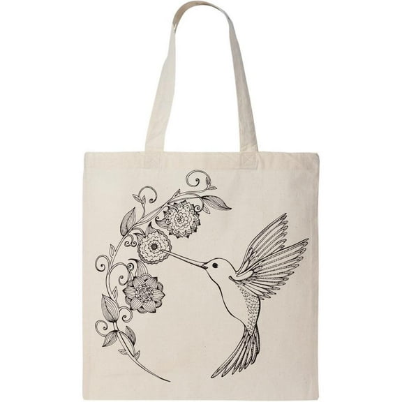 Smartprints Cute Hummingbird Tote Bag -Image by Shutterstock, One Size Cotton Canvas Tote Bag