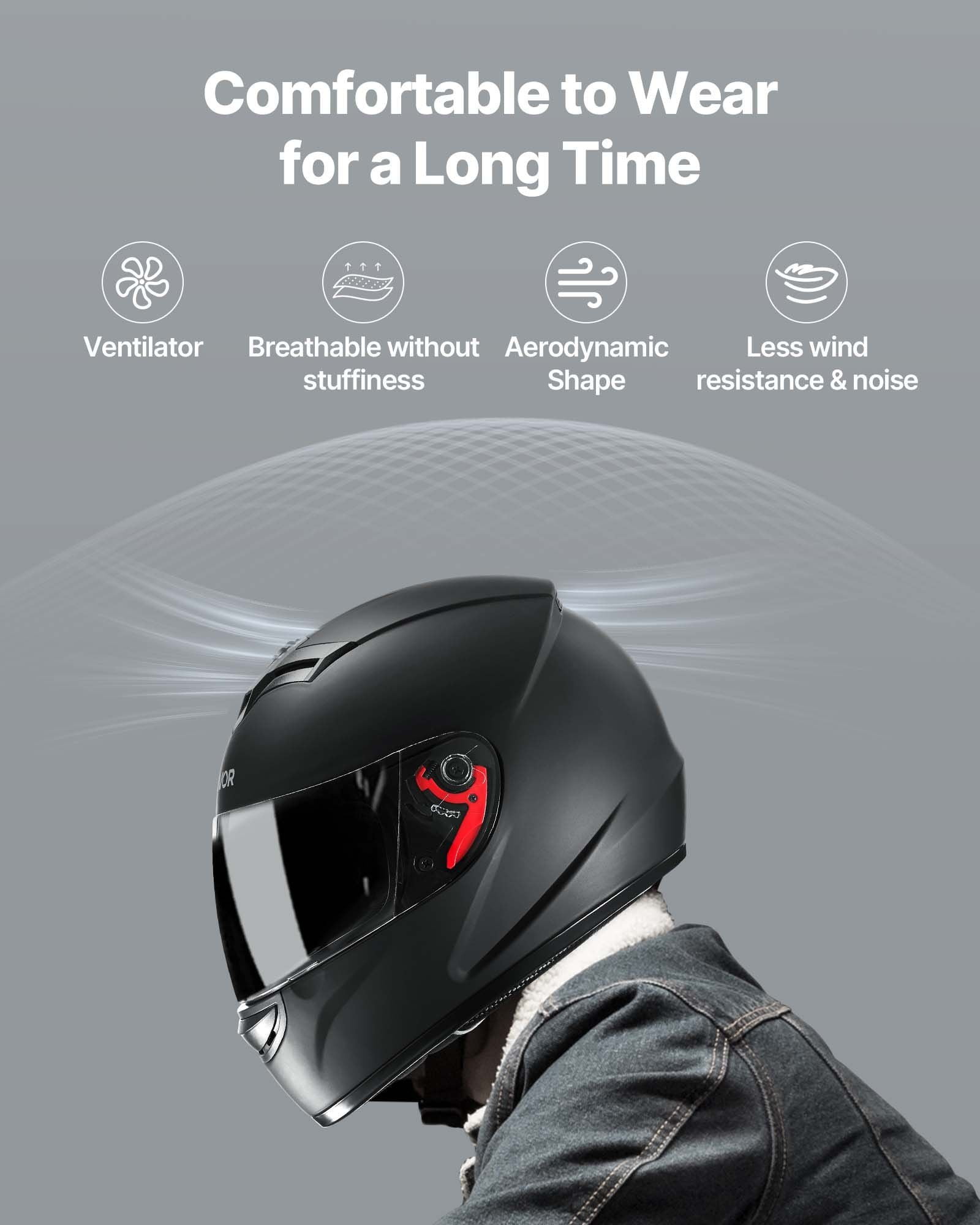 Motorcycle Helmet Full Face Adult Motocross Dirt Bike Helmet with Tinted Clear Dual Visor Detachable Liner DOT Approved Matte Black Size L