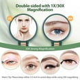 thumbnail image 3 of Handheld Magnifying Mirror, Double Sided Travel Magnifying Mirror with 30X/1X Magnification, 360°Adjustable Handle, Portable Multi-Purpose Makeup Mirror, Dorm Room Essentials for Girls, Green, 3 of 8