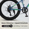 thumbnail image 6 of Fat Tire Mountain Bike with Dual Disc Brake, 21 Speeds High-Carbon Steel Frame Bike with Front Suspension, Adult Sport Bicycle for Men and Women, Blue and Green, 6 of 7