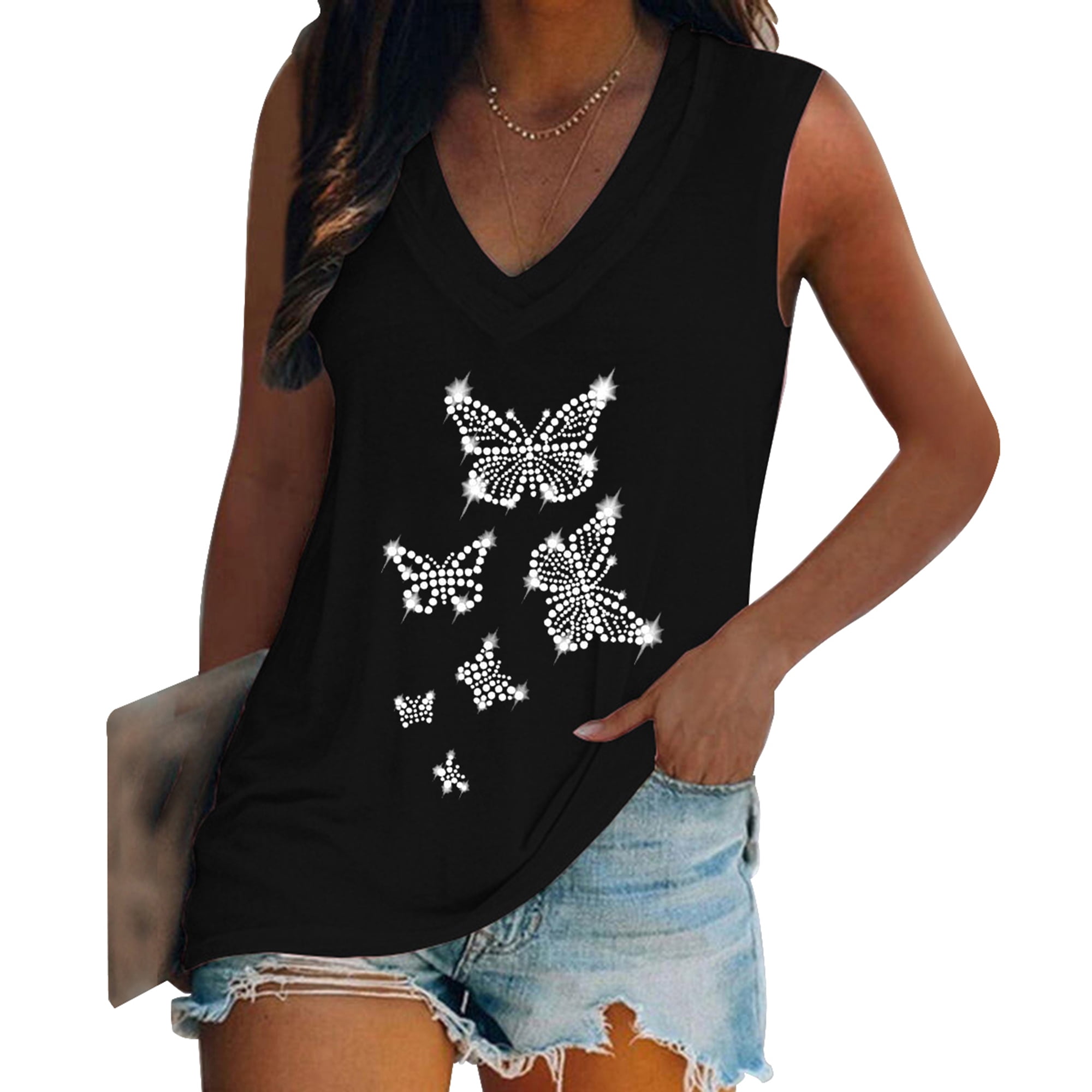 Tank Tops for Women Casual VNeck Tanks Tops Sleeveless T Shirt Top