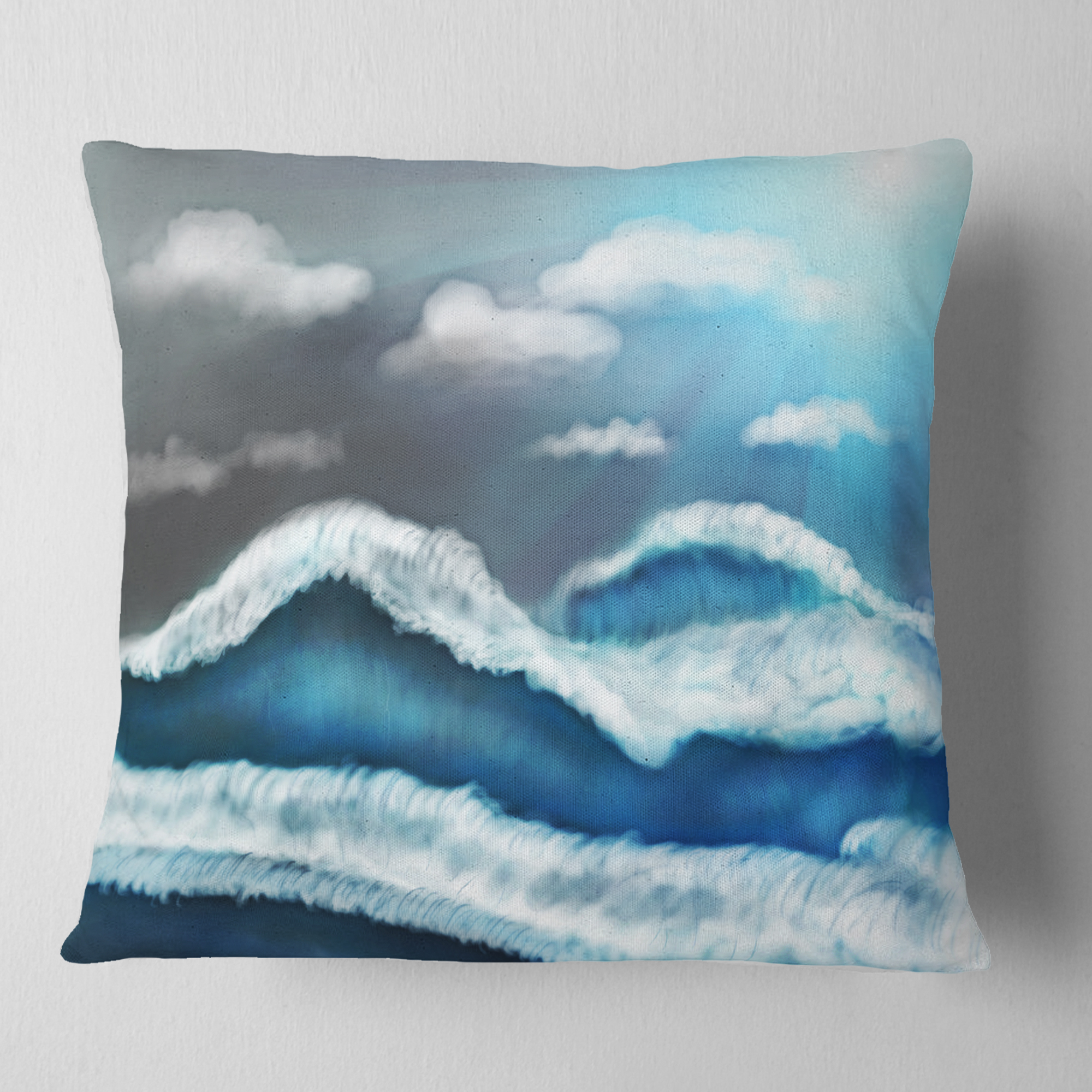 Designart Blue Sky with Clouds - Landscape Printed Throw Pillow - 16x16