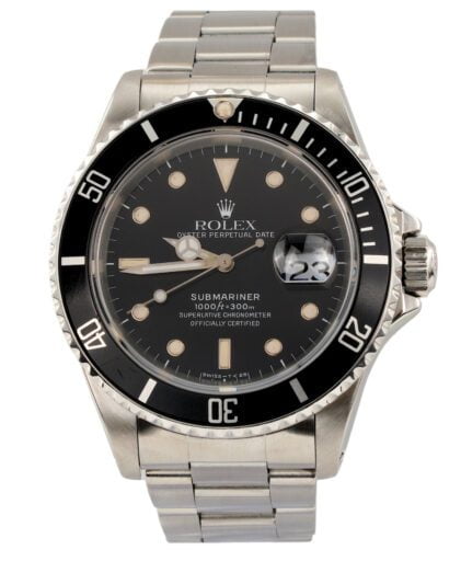 Pre-Owned Mens Rolex Black Stainless Steel Submariner Watch Black Dial 16610