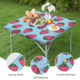 thumbnail image 4 of Red Strawberry Plants Blue Pattern Square Fitted Tablecloth with Elastic Edge,Square Table Cover,Washable Elastic Table Cover for Home Kitchen Party Decor 36"x36", 4 of 6