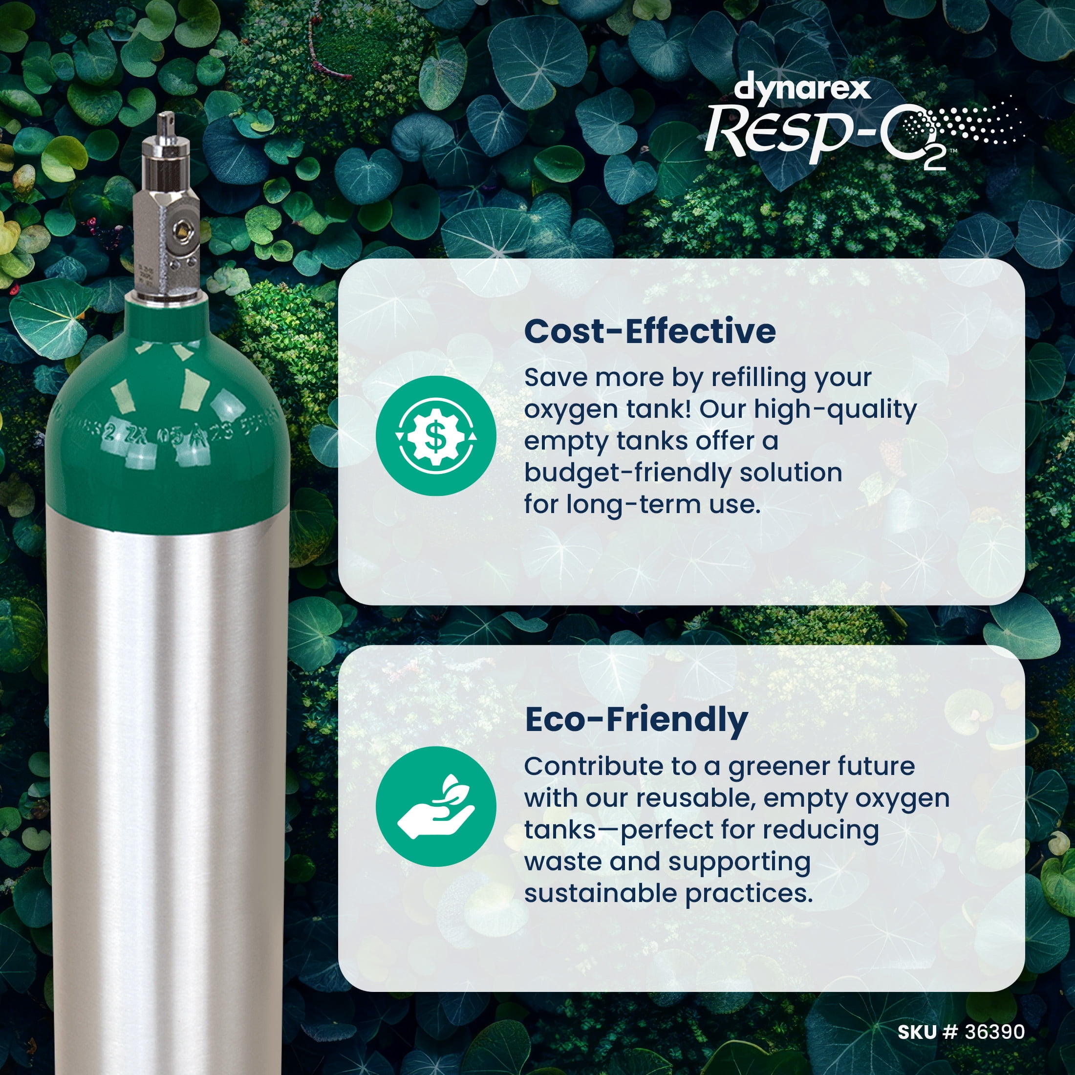Dynarex Resp-O2 M24 Oxygen E-Cylinder with CGA 870 Post Valve - 4.6L Standard Size Oxygen Cylinder - Lightweight Aluminum Portable Tank with 680L Oxygen Capacity
