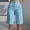 *Blue, variant on Women's High Waist Button Tailored Shorts, Casual Loose Knee Length Capri Pants with Pockets Navy,Women's Plus M