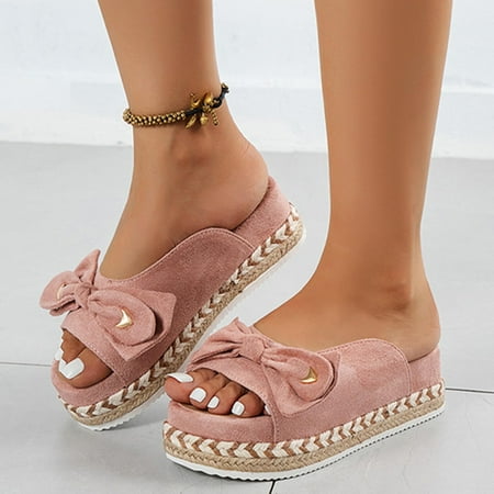 

VerPetridure Bow Slippers for Women Comfy Indoor House Shoes Open Toe Slides with Arch Support for Summer