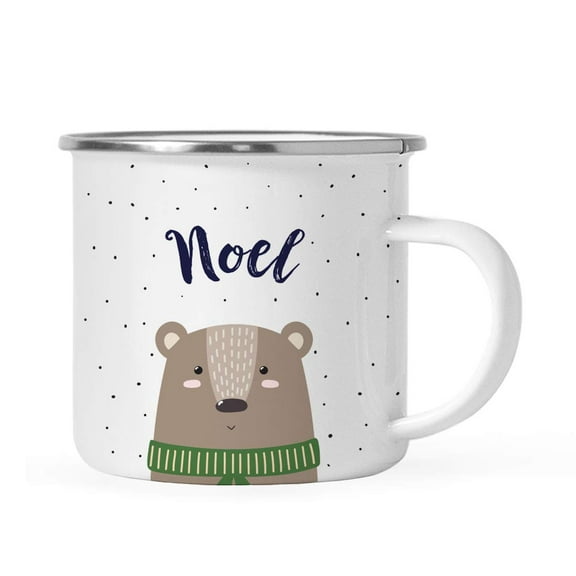 Koyal Wholesale Personalized 11oz. Christmas Hot Chocolate Stainless Steel Campfire Coffee Mug Gift, Brown Bear, 1-Pack