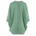 thumbnail image 2 of A2Y Women's Loose Fit Lightweight Open Front Woven Chiffon Cardigan Light Green 3X, 2 of 5