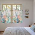 thumbnail image 3 of Summer Ocean Kitchen Curtain for Berdoom Living Room Cafe 54 Inch Length, Watercolor Coastal Coral Shell Seaweed Beige Tiers Curtains Light Filtering Drapes Window Treatment 2 Panels 52"Wx54"L, 3 of 8