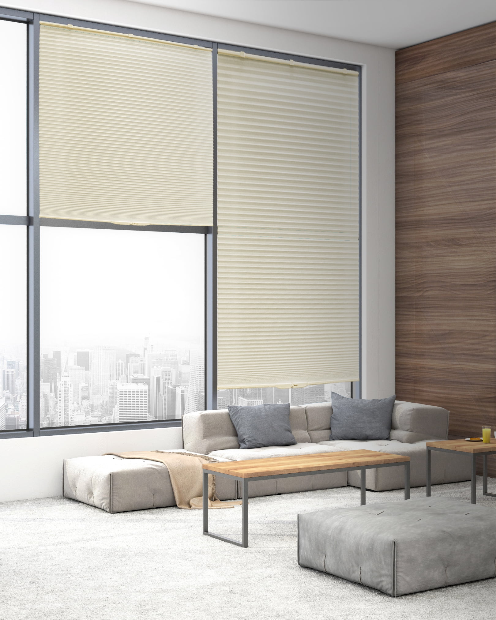 Lumi Room Darkening Cordless Honeycomb POP Shades, Ivory, 24" W x 64" H