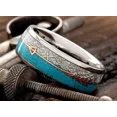 thumbnail image 2 of Men's 8mm Tungsten Cupid's Arrow Turquoise Meteorite Inspired Comfort-Fit Band, 2 of 19