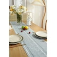 thumbnail image 4 of SEARIPE Rustic Table Runner with Tassels, Cotton Linen Boho Table Runner for Party Dining Home Decor Farmhouse Table Runners Gray Blue 13"x79", 4 of 6