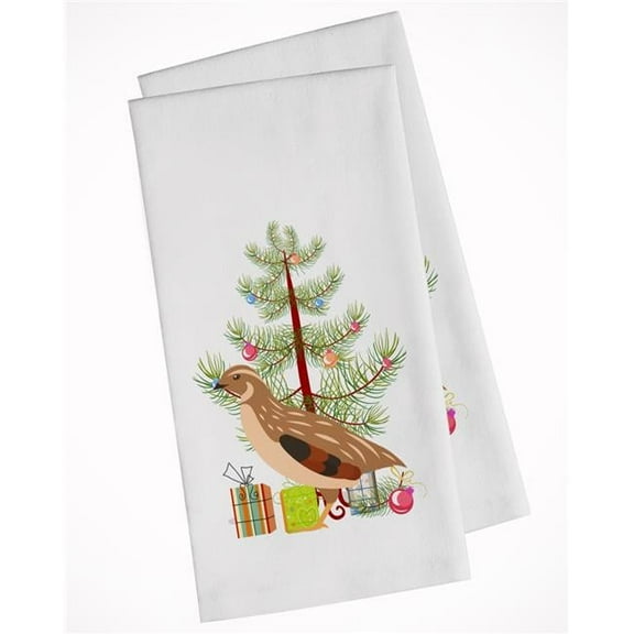 Golden Phoenix Quail Christmas White Kitchen Towel - Set of 2