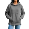 thumbnail image 3 of Falkdiz Winter Sweatshirts for Women Loose Hooded Pullover Workout Stylish Pocket Casual Womens Hoodies Solid Color, 3 of 7