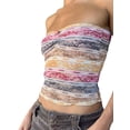 thumbnail image 5 of Faithtur Femmes Dentelle Tube Tops, Bustier 3D Rosette avant Contraste Couleur Maille Bandeau Tops, 5 of 5