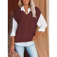 thumbnail image 3 of Asyoly Womens Cable Knit Sweater Vest V Neck Solid Color Loose Sleeveless Sweaters Pullovers Casual Jumper Knitwear Tank Tops, 3 of 6