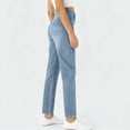 thumbnail image 6 of LIBRCLO Womens Faux Denim Leggings, High Waist Tummy Control Straight Leg Yoga Pants, Casual Athletic Bottoms with Pockets, 6 of 6