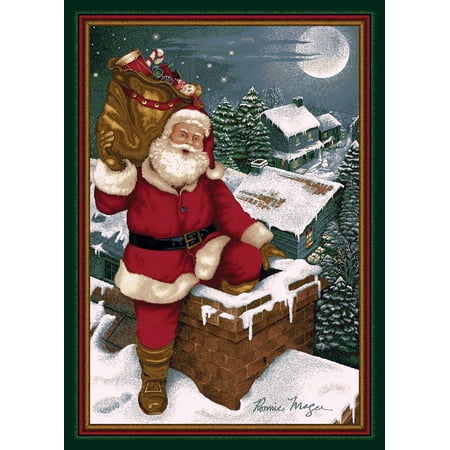 - Milliken Seasonal Inspirations Area Rugs - Novelty 11000 Emerald Santa Chimney Rooftop Christmas Eve Rug