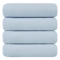 Unique Bargains 4-Pack 100% Cotton Waffle Weave Absorbent Bath Towels 27" x 55" Blue