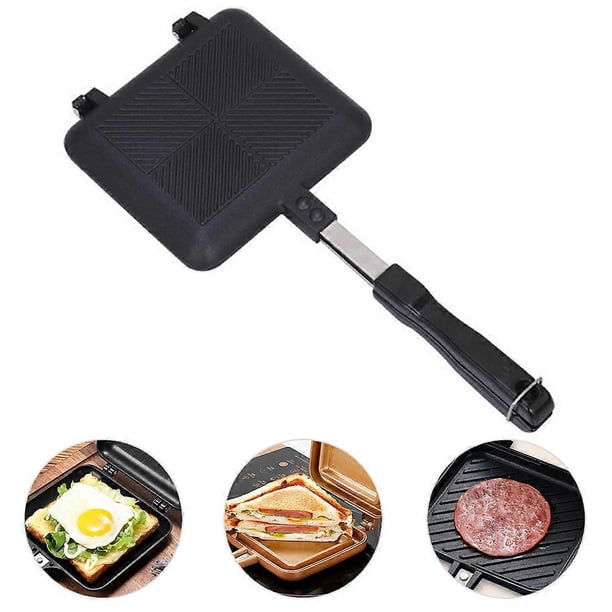 Aluminum Double Sided Frying Pan Dual Sided Sandwich Maker Pan with Handles Nonstick Griddle Pan Toast Pan-OEIN