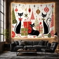thumbnail image 6 of Three Black Cats with Gifts and Ornaments, Playful Retro for Decor Enthusiasts, Graphic Retro Wall Art Christmas Gift Tapestry Wall Hanging for Living Room and Dorm, 6 of 7