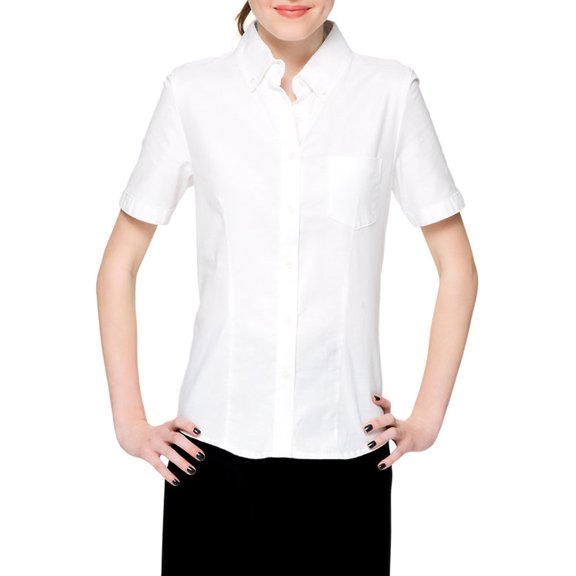 Lee Uniforms Juniors' Short Sleeve Stretch Oxford Blouse