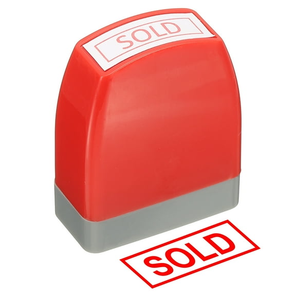 Sold Notice Stamp Self Inking, Red Ink Office Stamps Pre Inked Message Stamp Refillable Business Stamp, Red