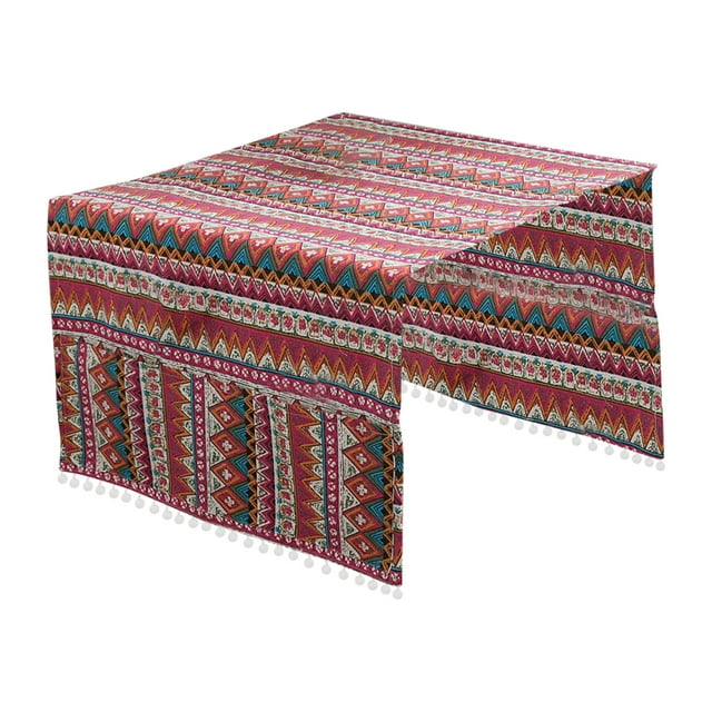 FHBVT Housse de Réfrigérateur Style Méditerranéen Bohème, Housse Anti-Poussière pour Machine à Laver Micro-Ondes Appareils Ménagers, Tissu en Lin avec Poche de Rangement pour Organisation Fonctionnelle Élégante