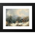 thumbnail image 2 of Albert Lang 24x19 Black Modern Framed Museum Art Print Titled - Winter Landscape with Decorative Figures, 2 of 5