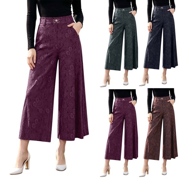 SBYOJLPB Women's Wide-leg Pants Solid Color Loose Casual Comfortable High-waisted Trousers
