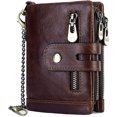 thumbnail image 1 of JFBUJC Men's Wallet Protection Men's Leather Wallet with Chain Double Fold Men's Wallet with Coin Pocket Zipper Wallet 16 Card Slots Purse Wallet (Coffee), 1 of 5