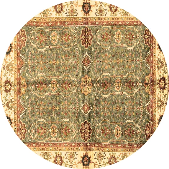 Ahgly Company Indoor Round Oriental Brown Traditional Area Rugs, 4' Round