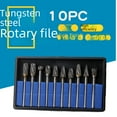 thumbnail image 1 of Ensemble de 10 Pcs de Fichiers Rotatifs à Double Fente en Acier Haute Vitesse - Mini Bits de Broyage 3*6mm pour le Travail du Bois, Sculpture de Racines Électrique et Polissage des Métalx, Résistant à la Rouille, Compact et Portable (Style CC : 6X3mm), 1 of 4