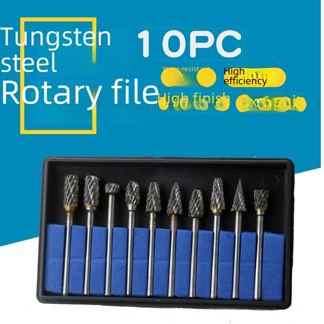 Ensemble de 10 Pcs de Fichiers Rotatifs à Double Fente en Acier Haute Vitesse - Mini Bits de Broyage 3*6mm pour le Travail du Bois, Sculpture de Racines Électrique et Polissage des Métalx, Résistant à la Rouille, Compact et Portable (Style CC : 6X3mm)