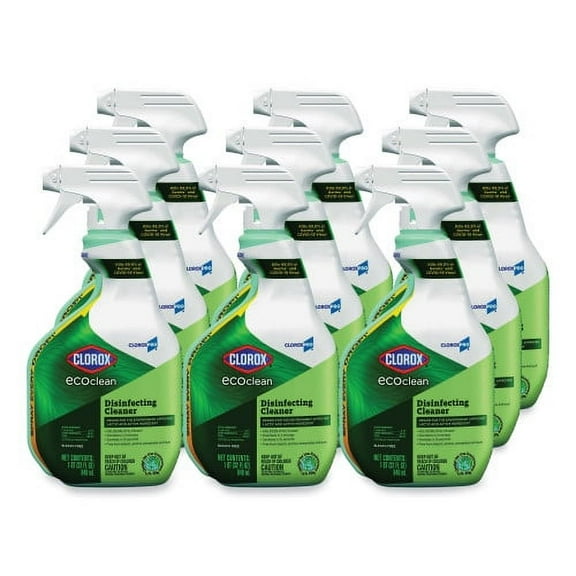 Clorox Pro EcoClean Disinfecting Cleaner, Unscented, 32 oz Spray Bottle, 9/Carton, Each