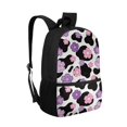 thumbnail image 2 of Uourmeti Stylish Backpack for Shopping Work, 17 Inch Personalized Polyester Backpack, Floral Print on Cow Pattern Background, 2 of 6