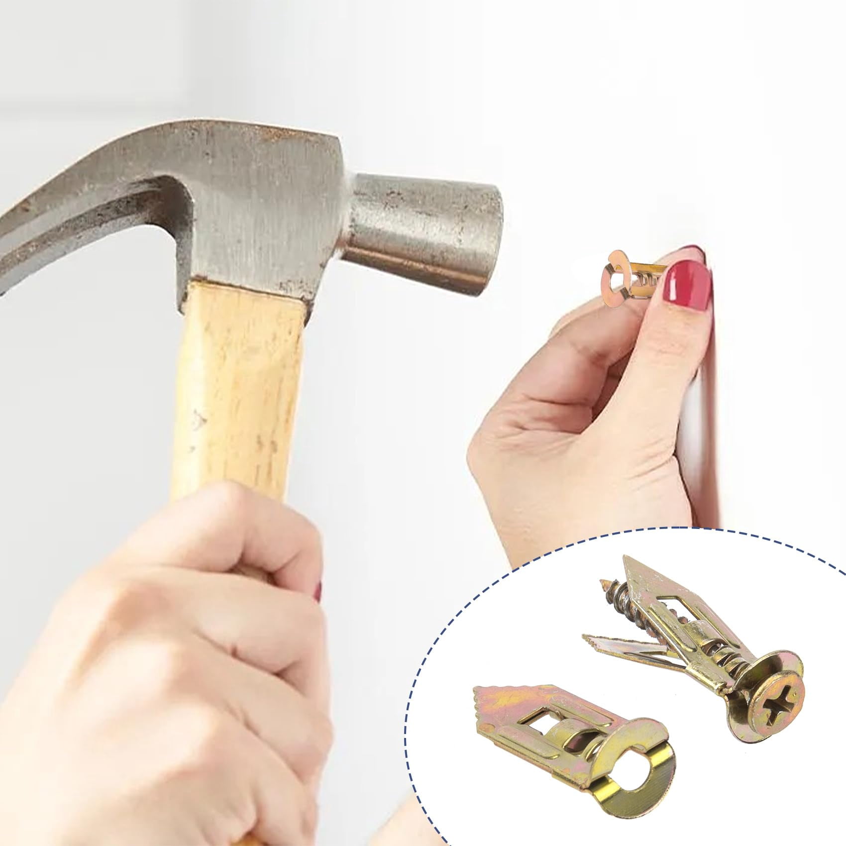 80 Pcs Self-Drilling Anchor Screws, Zinc Plated Steel Drywall Anchors, Heavy Duty Metal Expansion Bolt, No Drill or Holes, for TV, Shelf Straps, Gypsum Boards, Cabinets